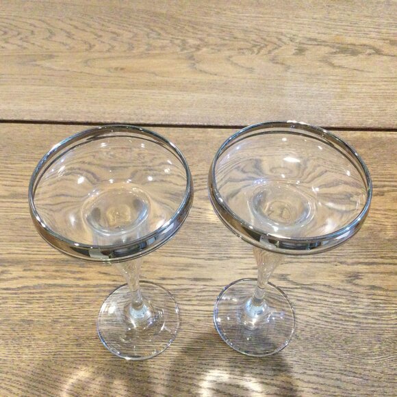 2 Circle Clear Glass Candle Stick Holders - Picture 2 of 5